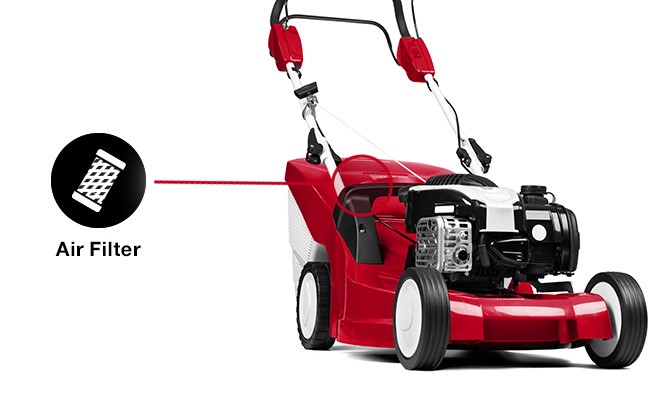 Check lawn mower air filter graphic.